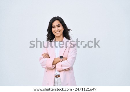 Similar – Image, Stock Photo Portrait of gorgeous active sporty young woman practicing breathing exercises in yoga studio. Healthy active lifestyle, working out indoors in gym