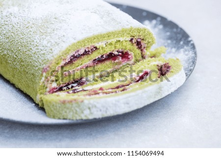 Similar – Image, Stock Photo Morello Cherry and Matcha Roulade