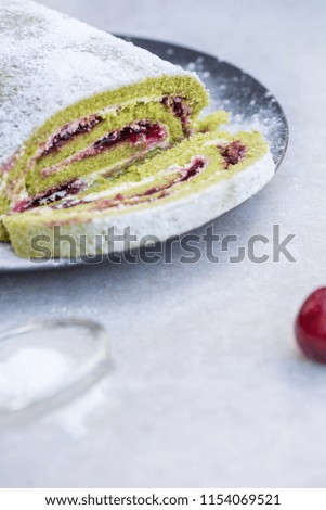 Similar – Image, Stock Photo Morello Cherry and Matcha Roulade