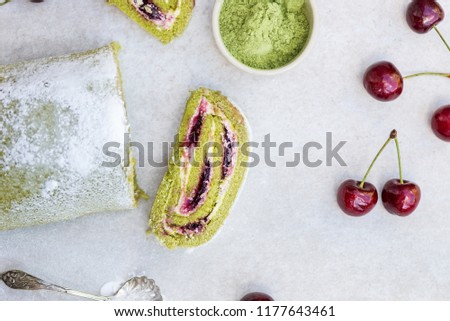 Similar – Image, Stock Photo Morello Cherry and Matcha Roulade