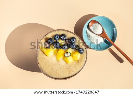 Similar – Image, Stock Photo Healthy Gluten Free Oat Waffles. Copy Space