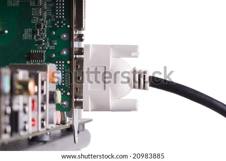 Digital interface monitor cable plugged in computer video card