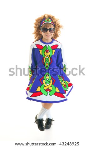 Young Irish dancer in traditional dress