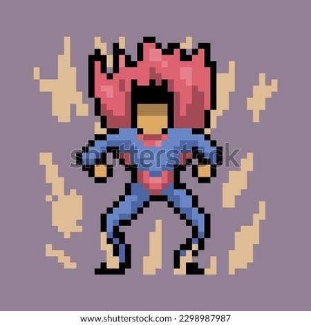 pixel art character super heroes using red and blue color costum good for your project and game design.