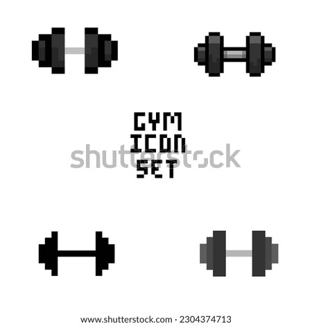 fitness and gym icon pixel art style with black color and white background good for your project and game asset.