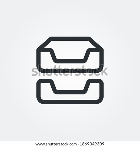 inbox stack icon vector isolated with line style and black color, pixel perfect symbol illustration