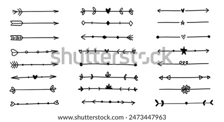 Big arrow doodle sketch scribble direction checkmark doodle comic set heart, arrow, highlight underline text vector cute minimalist simple illustration.