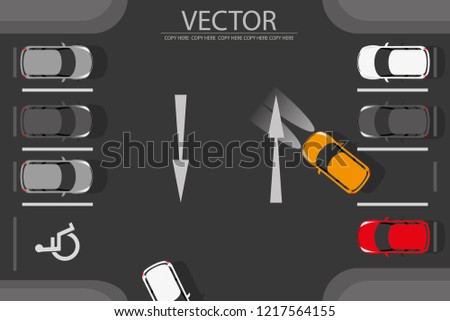 vector car park lane and arrow direction.Disabled symbol