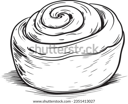 Cinnamon roll engraving style, Basic simple Minimalist vector SVG logo graphic, isolated on white background, children's coloring page, outline art, thick crisp lines, black and wh