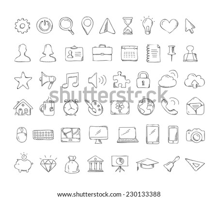 Vector Business hand drawn doodle icon set