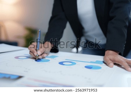 Image, Stock Photo Businesswoman making notes during workday at home