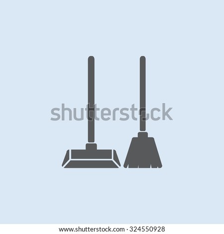 Dustpan and broom vector icon