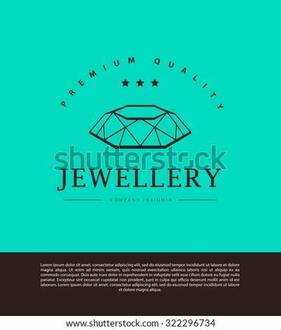 Jewelry and diamond logo template. Flat crystal company insignia template. Jeweller's brand identity design.