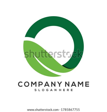 leaf with circle vector logo, letter o leaf logo