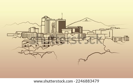 Vector illustration of the downtown Tucson, Arizona skyline