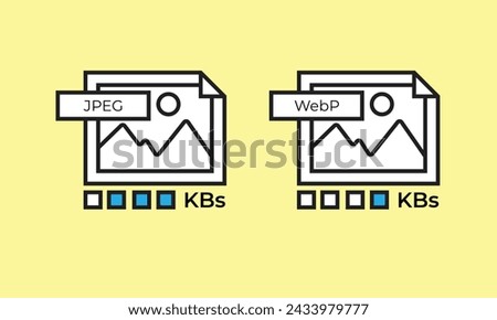 Visual comparison of JPEG and WebP formats highlighting file size