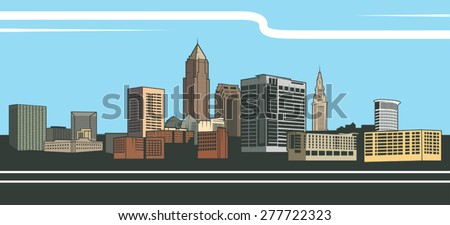 Cleveland Skyline Simplified Colors