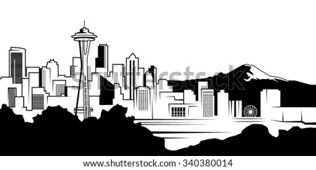 Seattle Black and White Skyline