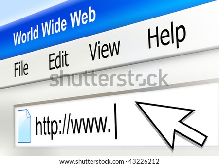 A closeup of a technology internet url address being typed out on a computer screen. A mouse is on the right corner.