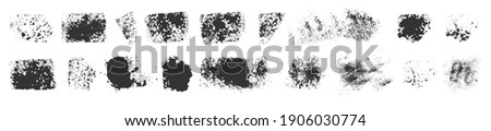 Vector hand drawn set of ink sponge stamp marks, blots, blotches. Textured ink stamps. Collection of grunge black artistic design elements isolated on white background