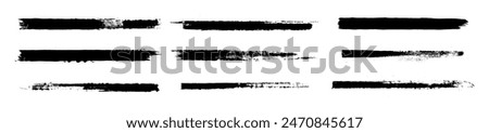 Straight line vector Asian ink brush strokes. Black hand drawn stripes, smears. Chinese, Japanese or  Korean calligraphy brushstrokes set. Rough grunge thick paint line texture. Vector sketch lines