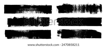 Straight thick vector lines. Black hand drawn brushstroke text boxes. Chinese, Korean, Japanese calligraphy brushstroke set. Rough grunge thick gouache paint texture. Sketchy ink rectangle textboxes