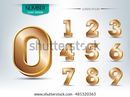 Realistic three dimensional number set, vector illustration