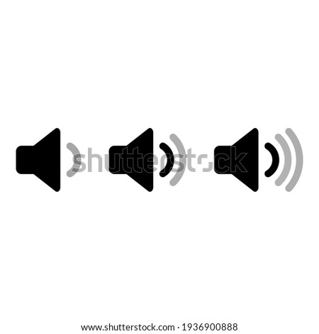 speaker volume flat vactor icon. Symbols on, off, mute, high, low sound signs for graphic design, logo, web site, social media, mobile app, Eps 10