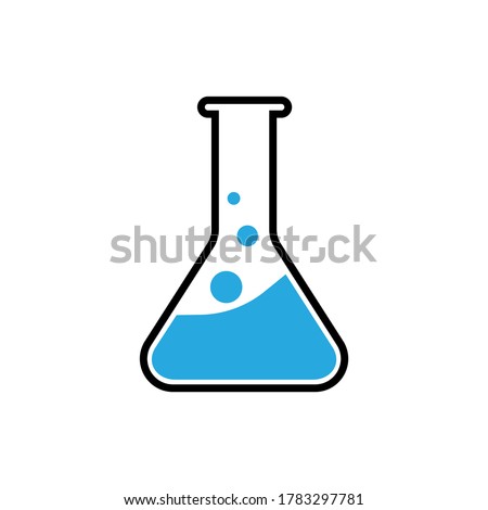 Lab flask icon . Laboratory glassware or beaker equipment isolated on white background. Experiment flasks. Trendy modern symbol. Logo template .Flat vector icon for science apps and websites.