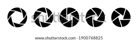 Set of camera lens diaphragm, aperture icons. Camera shutter collection. Vector illustration.