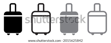Set of baggage icons, suitcase on wheels. Vector.