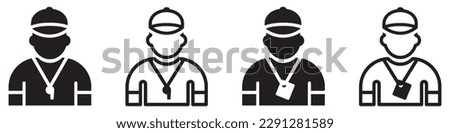 Set of trainer icons. Personal trainer or just a trainer. Coach symbol. Vector.