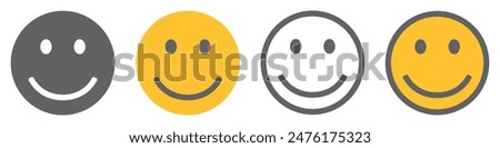 Set of smiley. Smiling face icon, cute smile. Happy emotion sign, emoticon symbol. Vector illustration.