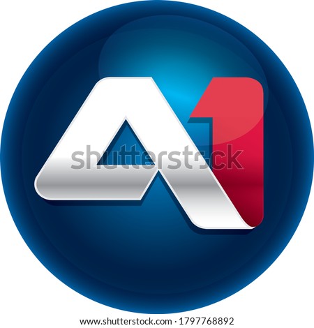 A1 icon in a blue shiny circle. One blue sphere logo. 