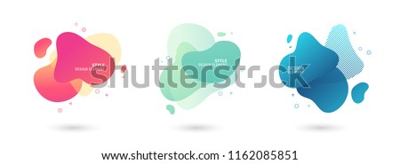 Set of abstract modern graphic elements. Dynamical colored  forms and line. Gradient abstract banners with flowing liquid shapes. Template for the design of a logo, flyer or presentation. Vector. Stok fotoğraf © 