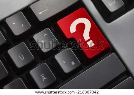 dark grey keyboard red button question mark