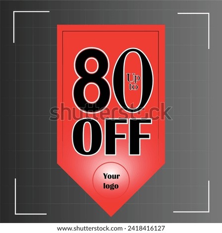 Up to 80% off banner with red outstanding design, Up to 80% off, Discount offer, Banner Add, Special Offer add
