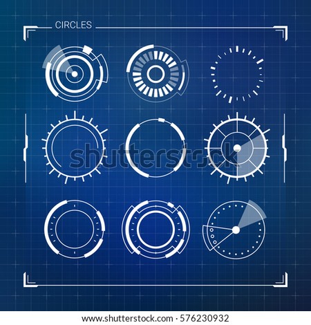 Sci Fi Modern Futuristic User Interface Circles Set. Abstract HUD