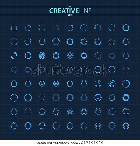 Big Modern Vector Loading Circles Collection. Preloader Spinners Icon Set. EPS 10