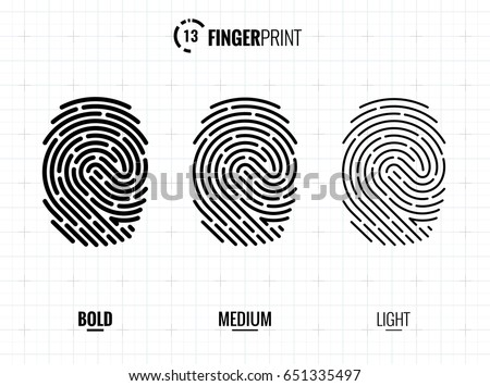 Vector Fingerprint Icons Set, Isolated Sci-Fi Future Identification Authorization System