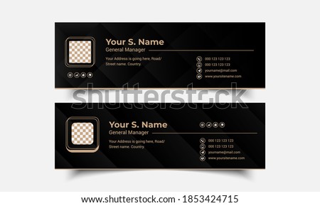 Black Email signature banner template, email footer vector illustration for all users