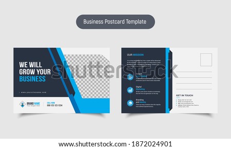 Business Postcard  blue colour template design vector illustration