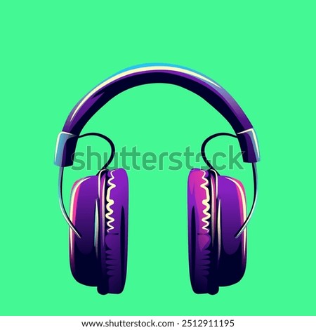 Vector stock headset vector illustration, neon light headset, headset vector, headset illustration. 