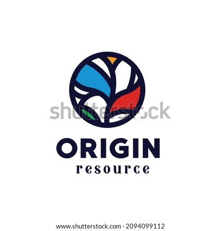 Minimalist origin mandala logo monoline root, suitable for clothing cafes, and others