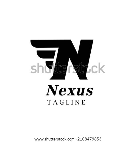Point Letter N Logo. N Lettering Design Vector with wings
