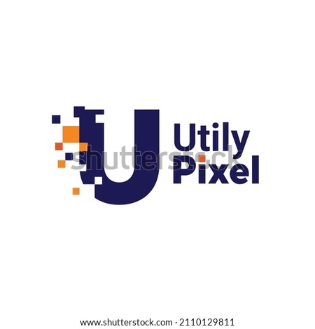 Minimalist Point Letter U Logo. U letter pixel mark digital 8 bit Stok fotoğraf © 