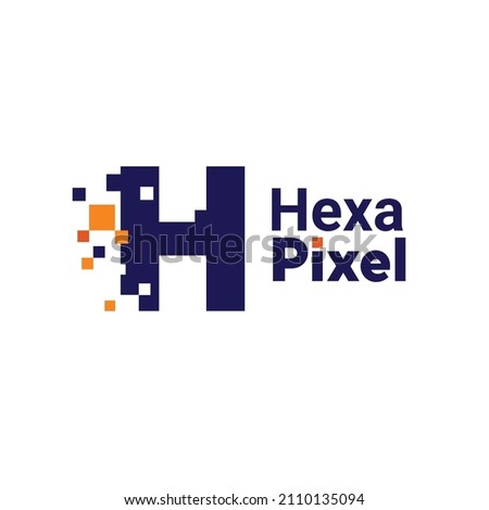 Minimalist Point Letter H Logo. H letter pixel mark digital 8 bit Foto stock © 