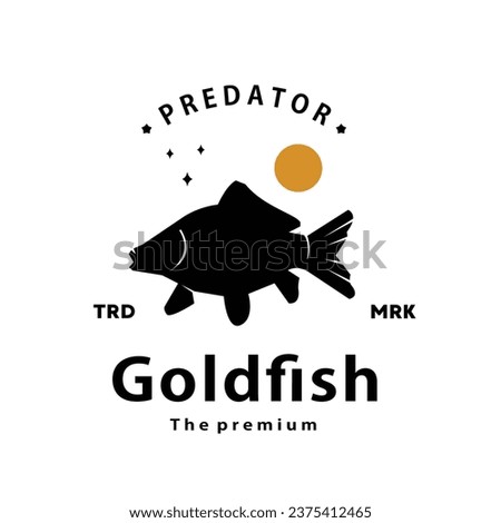 vintage retro hipster goldfish logo vector outline silhouette art icon
