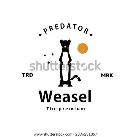 vintage retro hipster weasel logo vector outline silhouette art icon