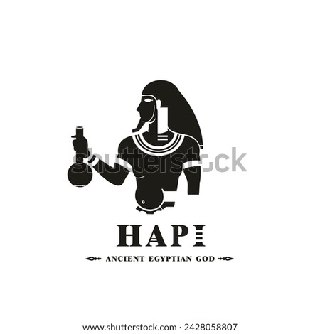 Ancient egyptian god hapi silhouette, middle east god Logo	